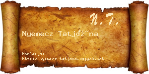 Nyemecz Tatjána névjegykártya